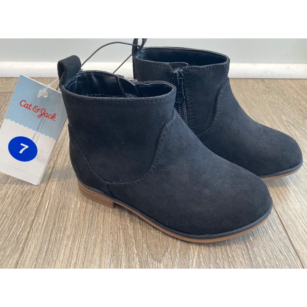 NWT Cat & Jack toddler girl size 7C black Onyx booties